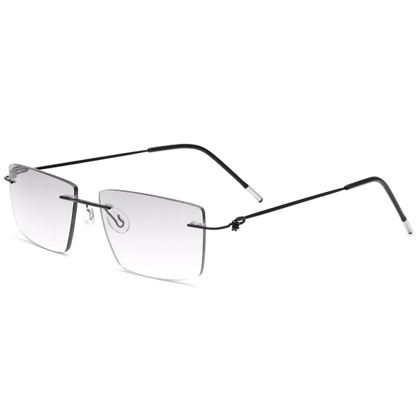 LJIMI Progressive Multifocal Reading Sunglasses for Men Women Trifocal Sun Readers Blue Light Blocking Glasses 3 Powers in 1 Rimless Eyeglasses Presbyopic Eyewear UV Protection Anti Blue Shades-1.0