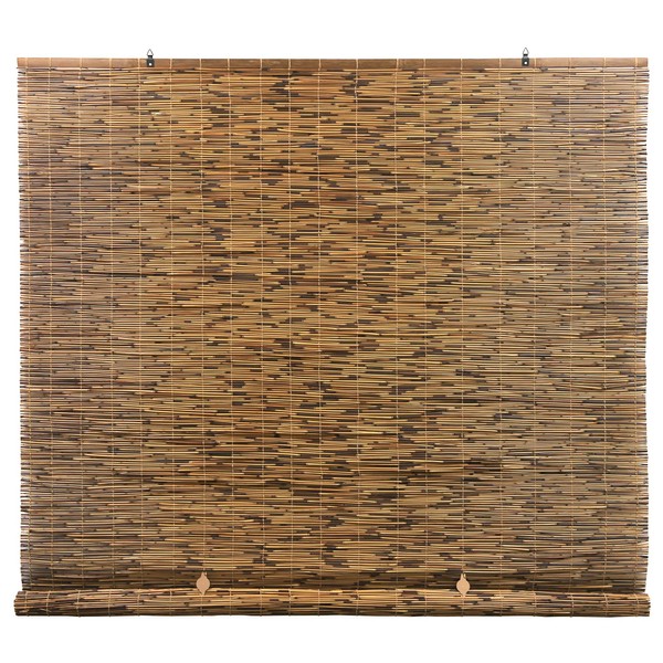 Radiance - Outdoor Roller Shades for Porch or Patio Privacy Screen, Roll-up Bamboo Blinds for Windows, Cocoa, 72" W x 72" L