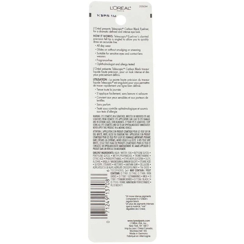 L'Oréal Paris Telescopic Precision Liquid Eyeliner, Carbon Black (Pack of