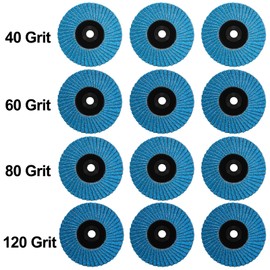 12 Pack Angle Grinder Discs Set, 50mm Flap Discs 40/60/80/120 Grit Quick Change Roll Lock Flap Sanding Wheels Grinder Sanding Discs for Metal Wood Steel