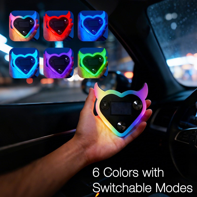 Solar Powered Car LED Ambient Light - Heart Shaped LED