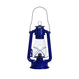 Dimmable Electric Lantern Table Lamp with line Cord dimmer and Edison Style Vintage Bulb-Rustic Rust Finish (Blue)