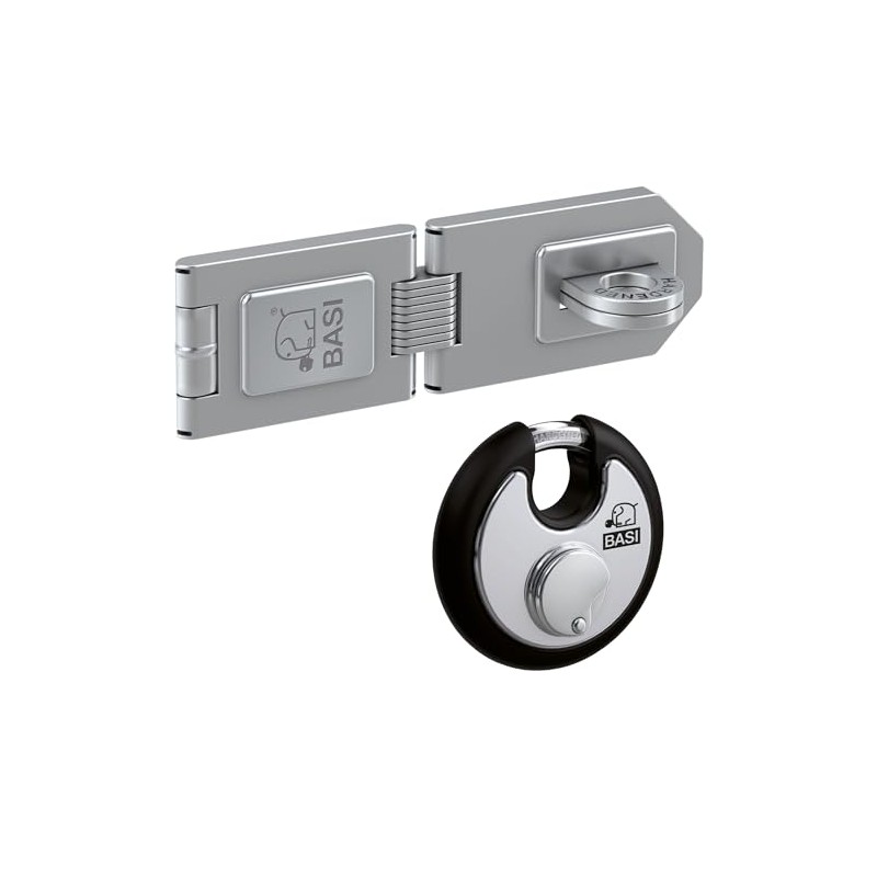 BASI Safety Hasp with Weatherproof Stainless Steel Round Shackle Lock