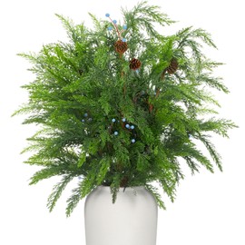 Giegxin 30 Inch Artificial Pine Branches Christmas Tree Picks Juniper Pine Branches Real Touch Greenery Stems with Pinecones for Vase Christmas Wreath DIY Floral Arrangement Holiday Decor (3 Pcs)