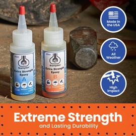 Brampton Extra Strength Epoxy, 20-Minute Work Life, Waterproof 2-Part Epoxy Glue Kit for Tile, Metal, Ceramic, Glass, Wood, Stone, Strong Bonding, Sandable, Paintable Resin, Easy 1:1 Mix, 8 oz