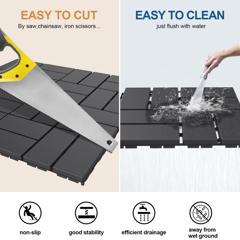 Goovilla Plastic Interlocking Deck Tiles, 9 Pack Outdoor Patio Flooring,