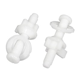2Pcs Toilet Seat Screws Bolts Replacement Kit M10 x 64mm Plastic Bolts with 28mm Gaskets and Nuts for Fixing Toilet Seat Lid to Ring, White