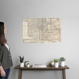 CANVAS ON DEMAND Oklahoma and Indian Territory - Vintage Wall Decal, Map Artwork