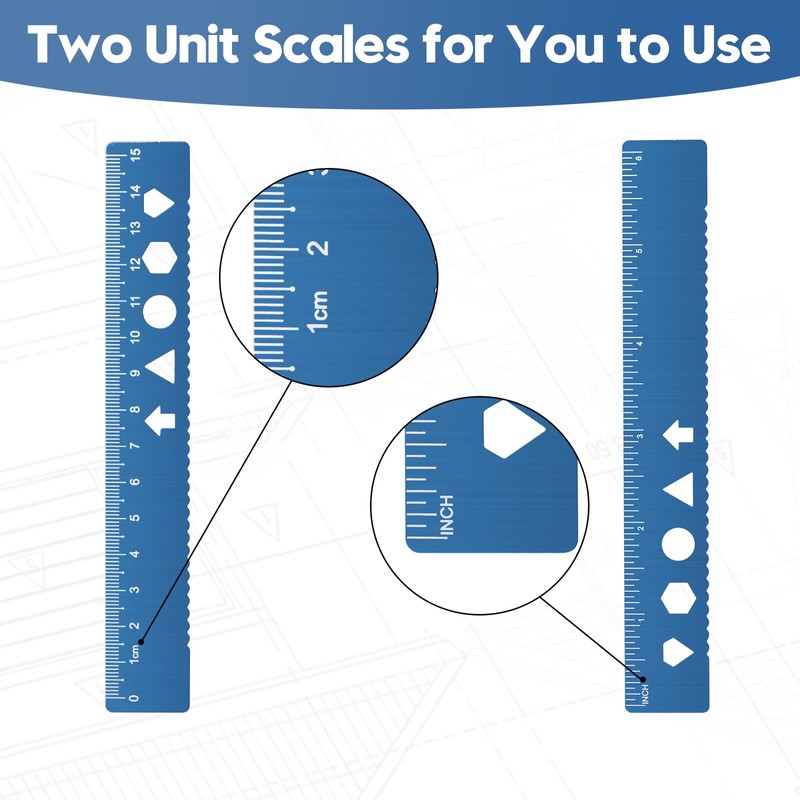 MSDADA 8 Pieces Aluminium Alloy Ruler Set Protractor Triangle Mathematics