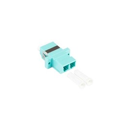 Good Connections LWL Duplex Coupling - LC (UPC) to LC (UPC) - for OM3 Cable - Multimode - Plastic Housing with Flange, Ceramic Sleeve - Aqua