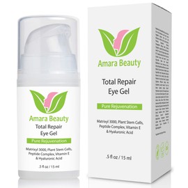 Amara Beauty Eye Cream Gel for Dark Circles and Puffiness with Peptides & Hyaluronic Acid, 0.5 fl. oz.