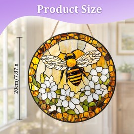 Bee Flower Sun Catchers, Bee Window Hanging Decor 20x20 cm