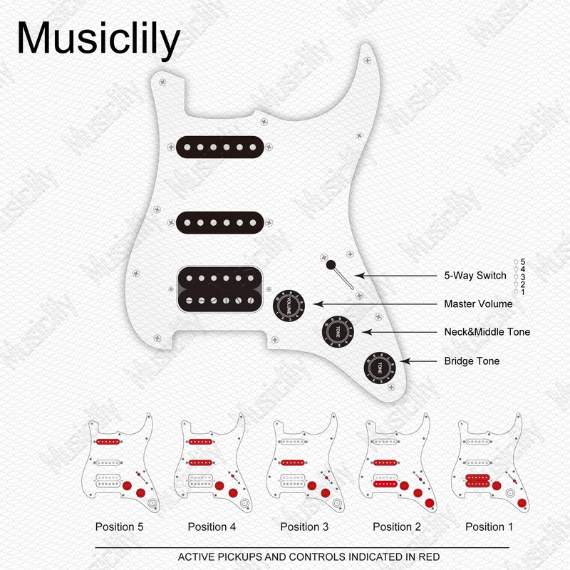 Musiclily Pro-SE ST-HSS-60SE Pre-wired Pickguard with Alnico 5 Pickups 5-Way