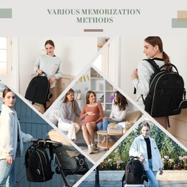 ILCOLPO Diaper Bag Backpack, Baby Diaper Bag with 18 Pockets, Large Baby Bag Backpack for Girl Boy, Waterproof Diaper Bag with Changing Pad & Wet Dry Bag, Black