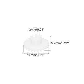 QUARKZMAN Pack of 20 Plastic Gears 24 Teeth Plastic Double Gears Model 24102BA Reduction Gear for RC Car Model DIY Robot White Module 0.5