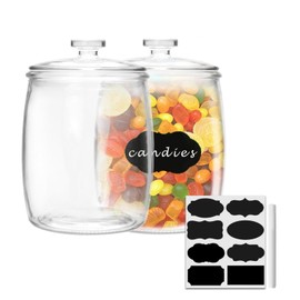 Maredash 1/2 Gallon glass jars, Cookie Jar & Candy Jar with Lid, Large Food Storage Container,glass jar with lid for Buffet, Coffee & Flour, Laundry Room Storage & Pantry 2pcs