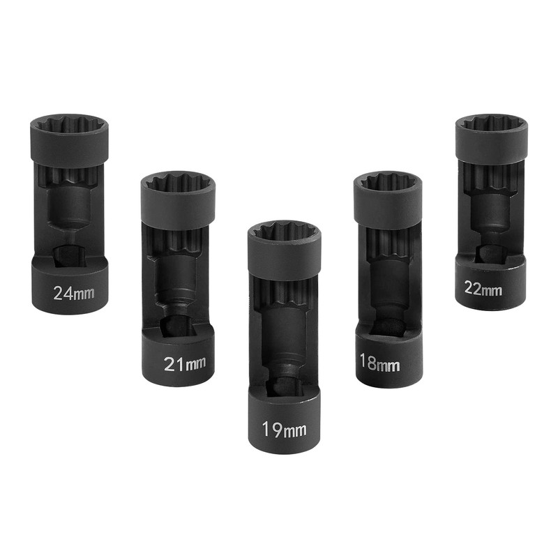 5PCS 12 Point 1/2" Drive Strut Nut Socket Set 18MM