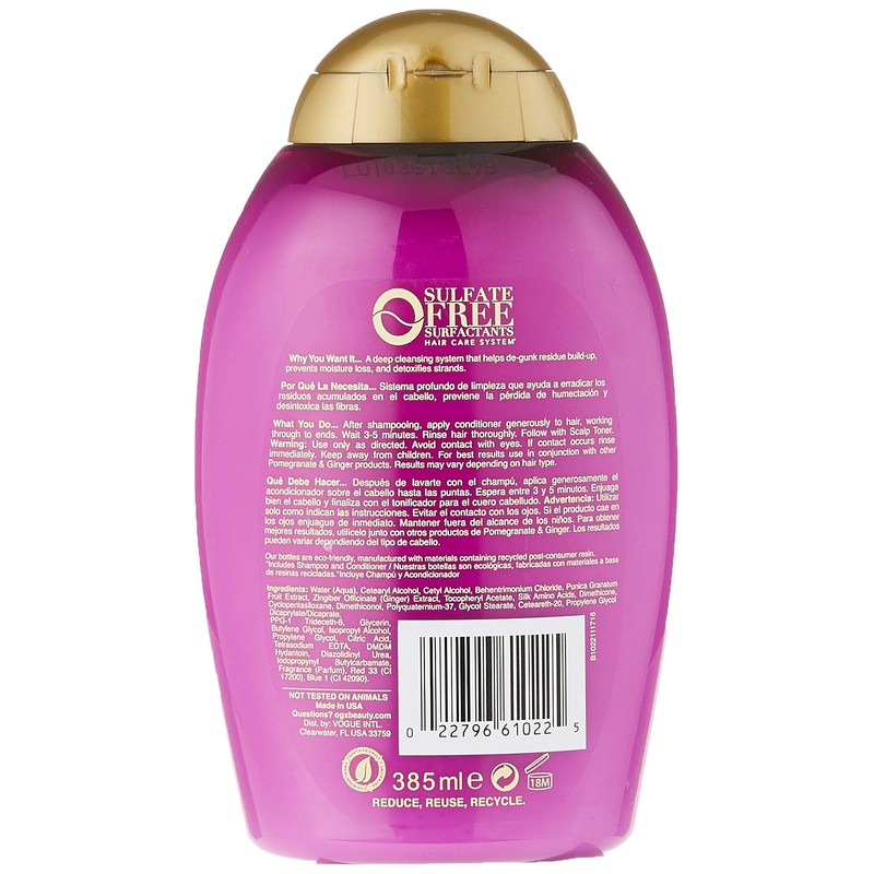 OGX Detoxifying + Ginger Conditioner, Pomegranate, 13 Fl Oz