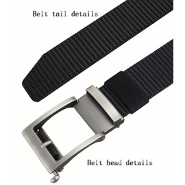 Bullko Mens Webbing Nylon Belt Adjustable Slide no Ratchet Golf Click Belts for Men Black Casual fit pants below 36"
