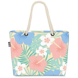 VOID Tropical Floral Pattern Flowers Beach Bag Shopper 58 x 38 x 16 cm 23L XXL Shopping Bag Travel Bag Beach Bag, multicoloured