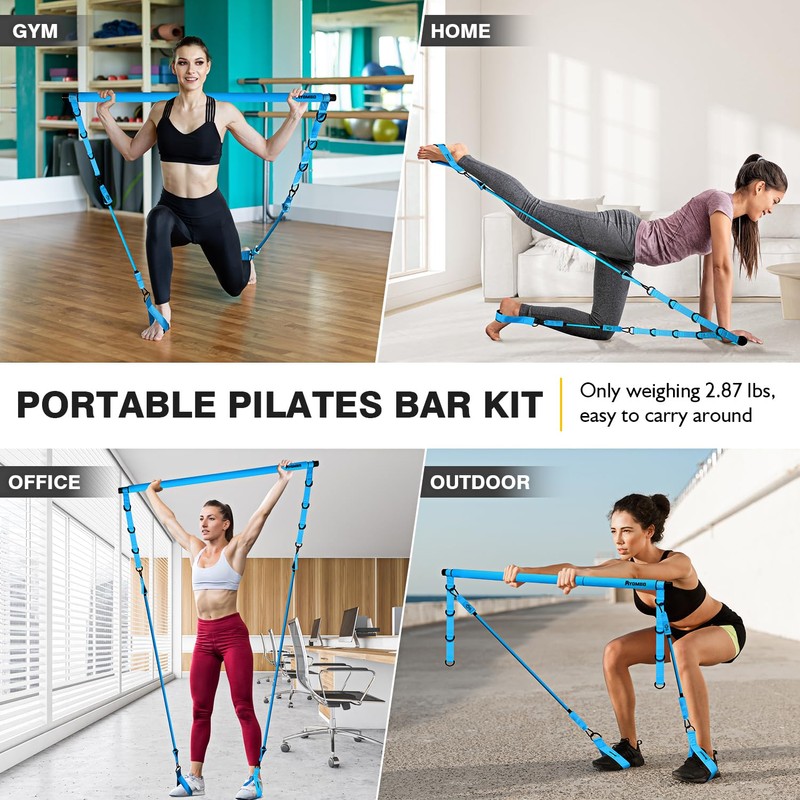 Pilates Equipment, Pilates Bar Kit with Resistance Bands, Multifunctional Resistance