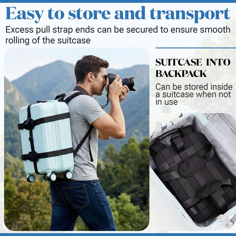 Sunnymove Backpack Conversion Straps for 22-26 Inch Hard Luggage, Adjustable