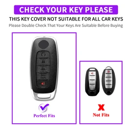 QBUC Key Fob Cover for Nissan, Car Key Fob Protector 5 Buttons Key Case Compatible with 2025 2024 2023 Pathfinder Rogue with Metal Keychain Remote Key Sentra Accessories (Black+Grey, 5 Buttons)