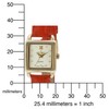 Peugeot Ladies Mini Square Crystal Gold-Tone Dial Blood Orange Red