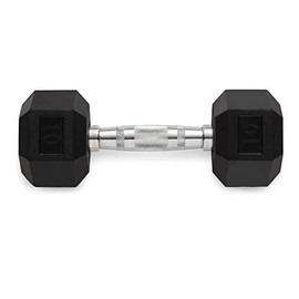 Weider 10 Lb. Rubber Hex Dumbbell, Black