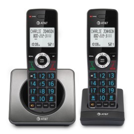 AT&T AT&T GL2101-2 DECT 6.0 2-Handset Cordless Home Phone with Call Block, Caller ID, Full-Duplex Handset Speakerphone, 2" White Backlit Display, Lighted Keypad (Graphite & Black)