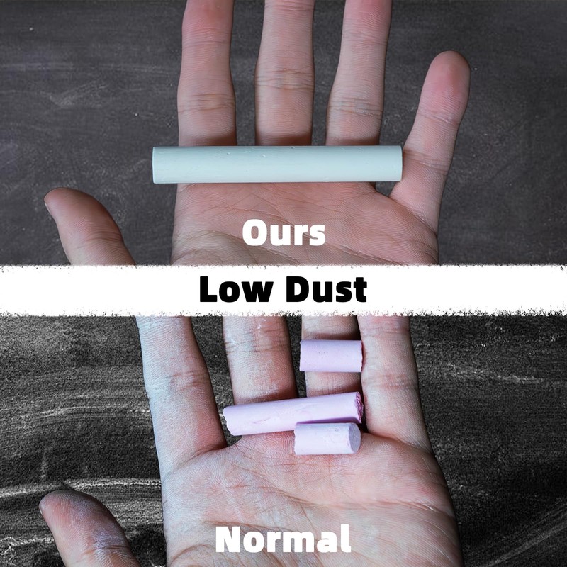 ZEZUT White Chalk 100PCS, Low Dust Chalks Stick Bulk for