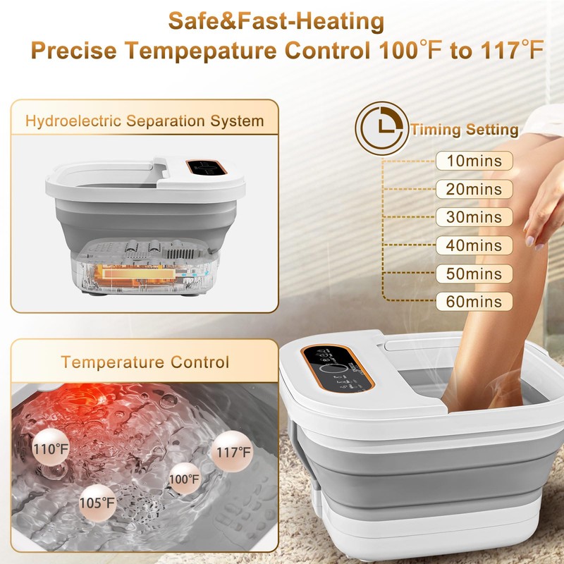 UNIFULL Collapsible Foot Spa Bath with Heat, Touch Screen, Remote