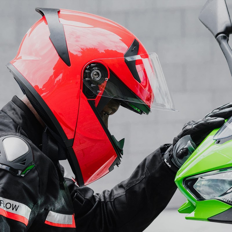 ILM Adult Motorcycle Helmet Dual Visor Flip up Modular Full
