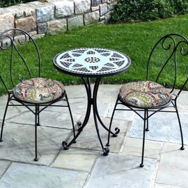 DYTXIII Set of 2 Outdoor Round Chair Cushions 15"x15"x4" with Ties, Water Repellent Tufted Bistro Seat Cushions, Thick Patio Chair Pads for Bar Stool, Garden & Dining Furniture - Paisley Chilli