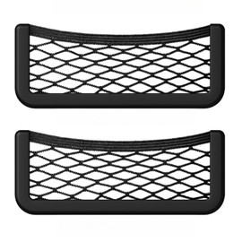 2 pieces, car storage net bags, for small items, mobile phones, black