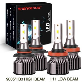 SHENKENUO For Peterbilt 579 389 Upgrade LED Combo Bulbs Headlight High Low Beam 9005 + H11
