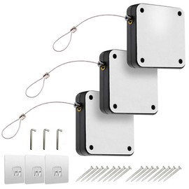 Set of 3 Door Closer, Automatic Door Closer, 3.3 ft (1 m) Wire, Indoor, Entryway, Small, Sliding Door Closer, Mini Door Closer, Universal Replacement, Silent, Easy Installation, Automatic Closing,