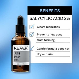 REVOX B77 - Just Salicylic Acid 2%, 30 ml, Sérum Ácido Salicílico, Peeling Facial, para Piel Grasa, Mixta y con Tendencia Acneica, Exfoliante que Limp