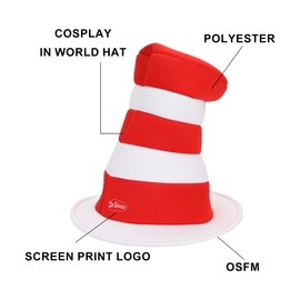 Cat in The Hat Striped Hat Poly Foam Novelty Hat Cosplay