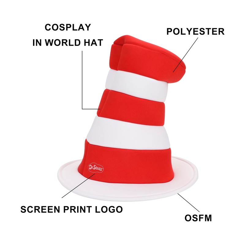 Cat in The Hat Striped Hat Poly Foam Novelty Hat