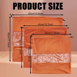 letsinstyle 3 pcs 3 Sizes Handbags Dustproof Drawstring Bags, Suede Travel Shoe Bag with Clear Window, Cloth Dust Cover Storage Pouch for Handbags Purses Shoes
