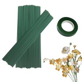 GZGXKJ Flower Trunk Wire Green Pack of 100 Flower Trunk Wire 300 x 2 mm Floristry Wire Suitable for Making Flower Crafts, Flower Arrangements and DIY Bouquets