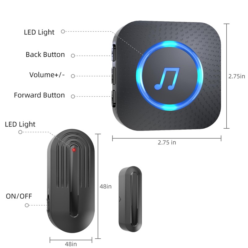 SANJIE Wireless Door Alarm Sensor Chime, 800FT Operating Range 55