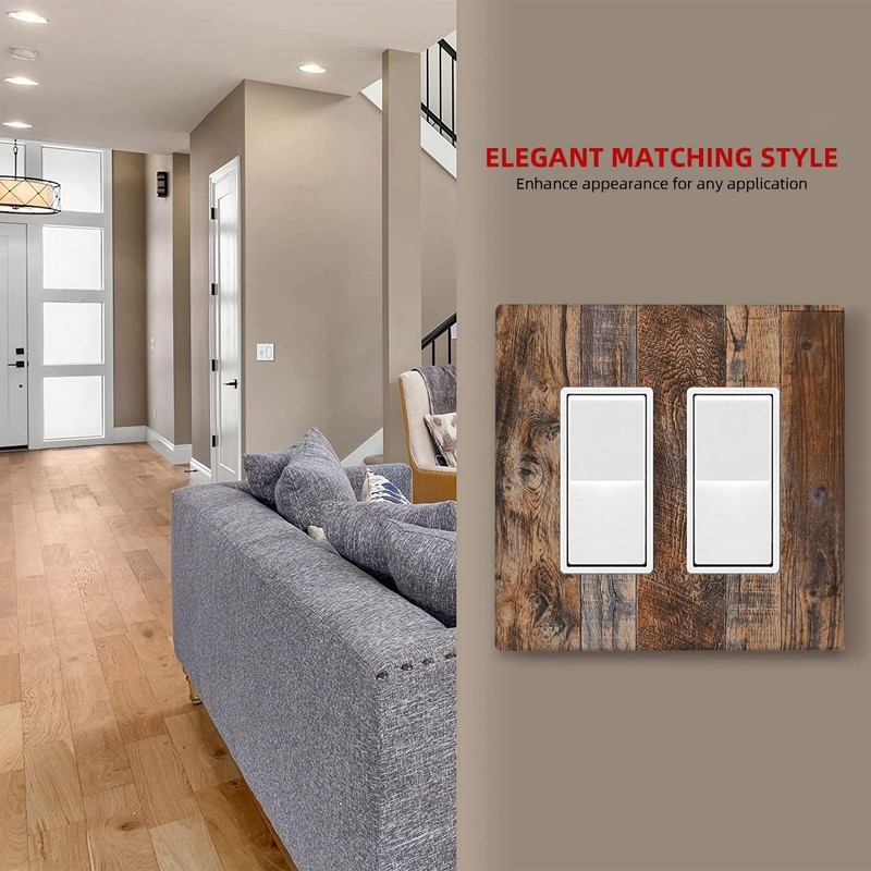 Rustic Brown Wood Grain 2 Gang Wall Plate Cover Double