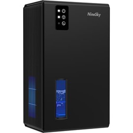 NineSky Dehumidifiers for Home, 95 OZ Water Tank, (1000 sq.ft) Dehumidifiers for Bathroom Bedroom Basement with Auto Shut Off,7 Colors LED Light(Black)
