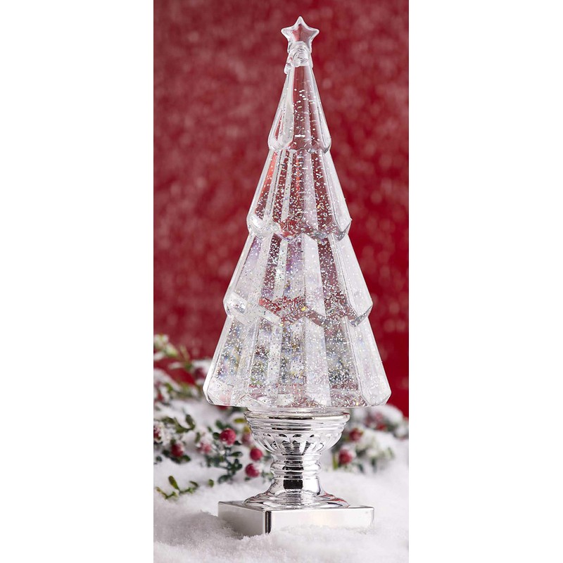 RAZ Imports 13.75" Lighted Tree Water Lantern Acrylic Snow Globe