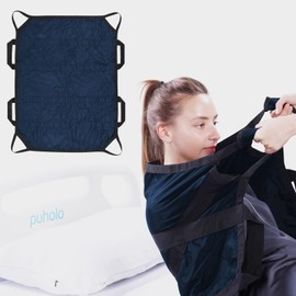 Puholo Positioning Bed Pad with Handles 45"x36" Draw Sheet for Hospital Bed Patients Moving Pad for Turning Lifting and Repositioning Nylon with 350LBS Bearing (Blue)