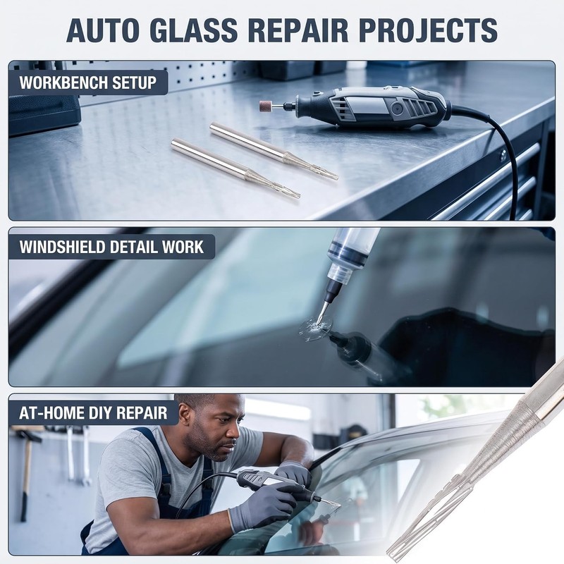 2Pcs Silver Professional Windshield Glass Drill Auto Glass Wind Shield