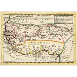 Historic Pictoric Map, 1732 Negroland and Guinea : with The European settlements Explaining What Belongs to England, Holland, Denmark et Cetera, Vintage Wall Art : 34in x 24in