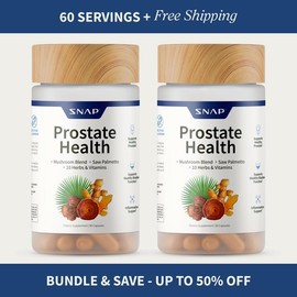 Snap Supplements - Natural Prostate Supplement for Men - Saw Palmetto Extract & Turmeric - Urinary Tract Health - 3rd party tested:_2 Bottles